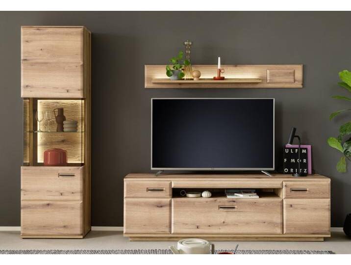 Wohnkombination Naxos , Eiche Evoke , 3-teilig , mit 260 cm Beleuchtung von fh furnhaus