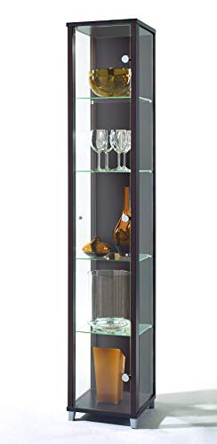HOME Vitrine, Glas-Einzeltür, 4 positionierbare Glas-Ablagen, mit Spotlicht, glas, braun, Einzelbett von fif möbel