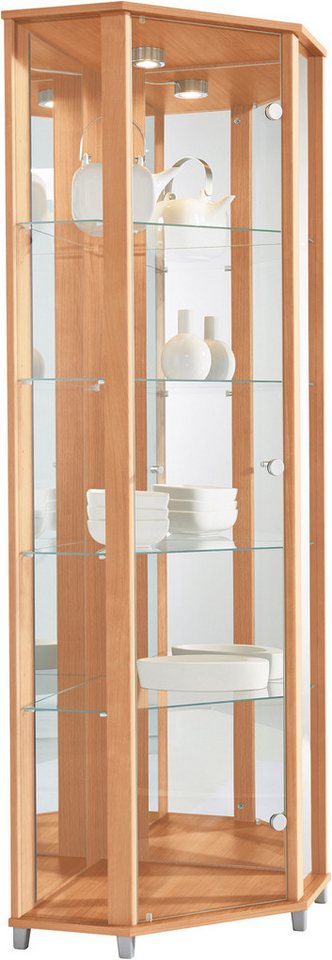fif möbel Eckvitrine TRIO Höhe ca. 172 cm, ink. Beleuchtung Eckvitrine/Glasvitrine 1x Glastür, perfekt für Sammler, Sammlervitrine von fif möbel