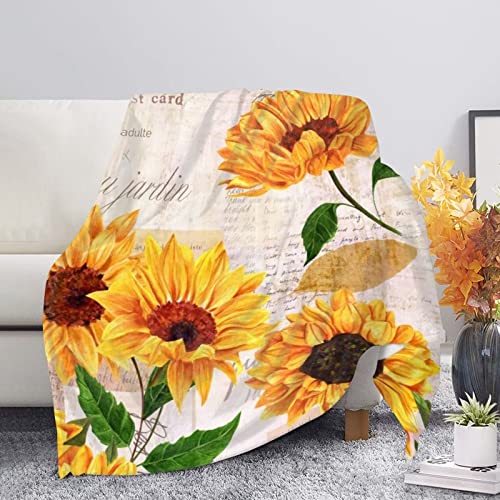 fifbird Sonnenblumen-Decke, ultraleicht, gemütlich, Fleece-Überwurfdecke für Erwachsene, Frauen, Sofa, Couch, Wohnzimmer, flauschige Decke, 203,2 x 152,4 cm von fifbird