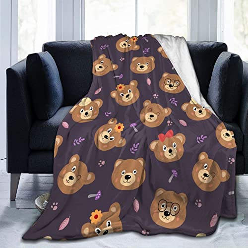 fifbird Überwurfdecke mit Bärenmotiv, Teddybär, ultraweich, warm, für alle Jahreszeiten, dekorative Fleece-Decken, 203,2 x 152,4 cm von fifbird