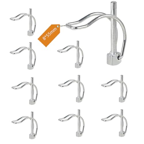 FIFIBANG 10x Klappsplint D Form, 8 x 55mm Rohrklappsplinte Klappsplinte, Sicherungsstift mit Rastverschluss von fifibang