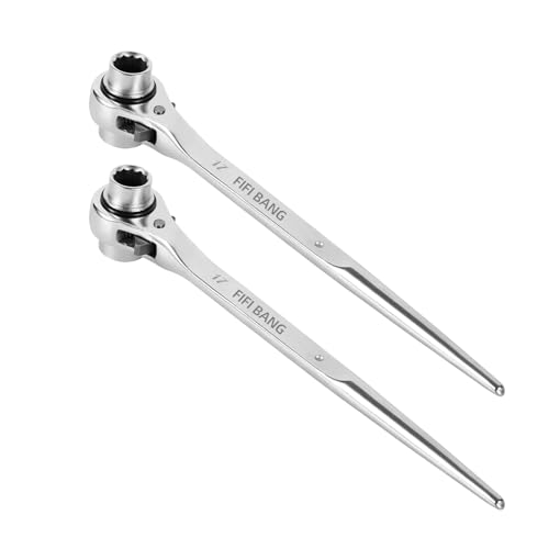 fifibang 2 Stück Gerüstbauratsche 19 * 22 mm, Gerüstschlüssel Gerüstbauknarre Rechts/Links Umschaltbar, Ringratsche Ratschenschlüssel Knarrenschlüssel(19 * 22 mm) von fifibang