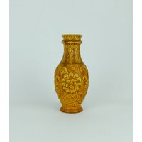 60Er Jahre Bay Keramik Vase Florales Reliefmuster Ocker Modell-Nr. 86 25 von fiftieshomestyle