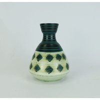 Dümler & Breiden Mid Century Vase Modell 128-20 Grüntöne Abstraktes Dekor von fiftieshomestyle