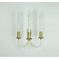 Große 3-Armige Mid Century Wandlampe Kinolampe Messing Und Metall 50Er 60Er Jahre von fiftieshomestyle