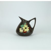 Marei Keramik Vase 50Er Jahre Florales Dekor Henkelvase Modell-Nr. 48 19 von fiftieshomestyle