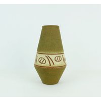 Mid Century Keramik Vase Abstraktes Dekor Raue Glasur Modell-Nr. 150/22 von fiftieshomestyle