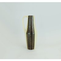 Mid Century Keramik Vase Krugvase Modell-Nr. 232 Beige Grün Braun Wellendekor 50Er Jahre von fiftieshomestyle