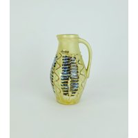 Mid Century Vase Jasba Keramik Modell-Nr. 247/18 Laufglasur Zickzack-Dekor von fiftieshomestyle