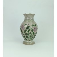 Mid Century Vase Mit Floralem Reliefdekor Bay Keramik Modell 62 30 von fiftieshomestyle