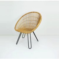 Nr. 2 Von 3 - Mid Century Sessel 60Er Jahre Bambus Rattan Hairpin Legs Schalensessel von fiftieshomestyle