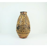 Riesige Mid Century Keramik Vase Jasba Modell N 312 11 55 Abstraktes Dekor Anubis 60Er 70Er von fiftieshomestyle