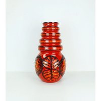 Riesige Scheurich Vase Bodenvase Modell Nr. 269-53 Serie Wien Mit Seltenem Fat Lava Blätterdekor von fiftieshomestyle