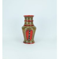 Vintage 60Er 70Er Vase Ü-Keramik Modell-Nr. 593/30 Rot Braun Grün Schwarz Wgp von fiftieshomestyle