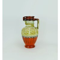 Vintage Mid Century Vase Krug 1960Er Abstraktes Dekor Bay Keramik Modell 73 30 von fiftieshomestyle