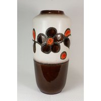 Vintage Scheurich Vase Bodenvase Fat Lava Blumen Motiv Modell-Nr. 517-45 von fiftieshomestyle