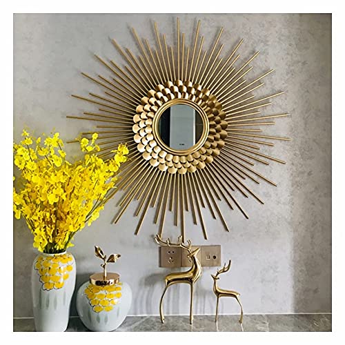 fikujap 3D Runde Sonnenmauerspiegel für dekorative Wanddekoration Goldener Spiegel, Frau und Mutter Geschenk von fikujap