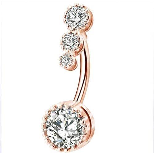 fikujap chirurgenstahl Bauch transparent Bauch Ring bauchnabel Ring bauchnabel Piercing schmuck zirkon bauchnabel Piercing bauchnabel Ring,Roségold von fikujap
