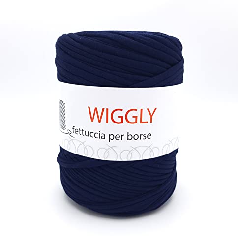 Wiggly Taschenband in modischen Farben, ideal zum Häkeln von Tischläufer, Teppichen, Taschen und vielem mehr (Blau - 48) von filati italiani