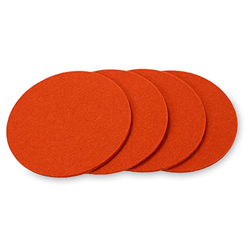 filzbrand Filz Untersetzer rund für Gläser, Filzuntersetzer 4 Stück (4er Set), Ø 10 cm in orange, 3 mm dick, Glasuntersetzer, Getränkeuntersetzer aus Designfilz 100% Wolle – Made in Germany von filzbrand