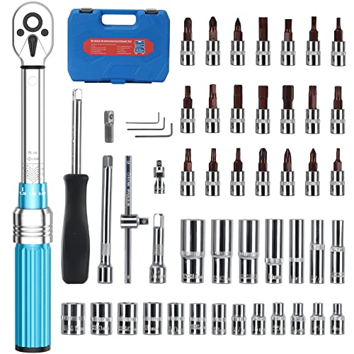 finade Drehmomentschlüssel Fahrrad Set 1/4 Zoll,2-24 Nm 50tlg Set Drehmoment Torque Wrench Motorrad ± 3% Fehlergenauigkeit Für Fahrrad MTB von finade