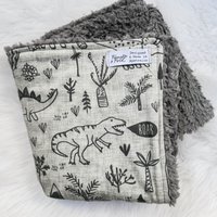 Bio Baumwolle Sherpa Decke - Dinosaurier Baby Geschenk Junge Shower Kinderzimmer Dekor Krippe Oder Kinderwagen Aussie Made von finchandfolk