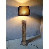 Altholz Stehlampe Mit Edelstahlfuß Balkenleuchte Balkenlampe Holzbalken Holzbalkenlampe Berghütte Hotel Ferienwohnung von finchenswelt