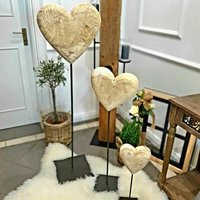 Massivholz Herz Auf Metallständer 3 Größen| Handgefertigte Wmg Holzdeko | Natürliches Geschenk Valentinstag von finchenswelt