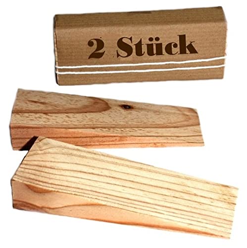 Türkeile Holz 2 Stück 12 x 2 x 4,5 cm - kein Türknallen mehr - Wandschutz - Türstopper Boden - perfekt für Fliesen oder Teppichboden und andere Böden - Unterlegkeile (Lärchenholz) von findJes