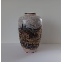 Vase Flix Keramik 50-Iger Jahre Mit Handbemalter Landschaft von findbeautiful