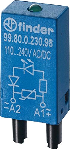 Finder EMV-Modul 99.80.0.230.98 Varistor Steckmodul mit grüner LED Plus 110-220 V AC/DC, 220 V, Blau Finder EMV-Modul 99.80.0.230.98 Varistor Steckmodul mit grüner LED Plus 110-220 V AC/DC, 220 V, Blau von Finder