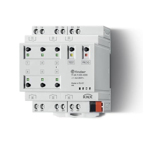 Relaisantrieb mit KNX-Technologie - 16A 250V AC mit 6 individuell konfigurierbaren Kontakten NO oder NC, kompakt und leistungsstark Serie 19 von finder