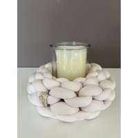 Windlicht - Natur Weiß Kranz Off White Grobstrickgarn Inkl. Glas Windlicht - Natur Weiß Kranz Off White Grobstrickgarn Inkl. Glas von fineandme