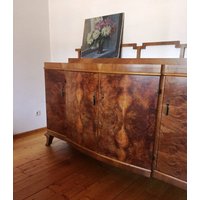 Art Deco Walnuss-Holz Sideboard Cabinet/Highboard Buffet Anrichte Wurzelholz Spiegel-Furnier Selten Einzelstück Aus Den 1930Er-40Er Jahren von fineartsdeco