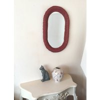 Wandspiegel Weide Handgefertigt, Ovaler Spiegel Eingang, Bordeaux Rot Naturweide Geflochten Wandpiegel, Art Deco Selten, 1930Er Wandspiegel Weide Handgefertigt, Ovaler Spiegel Eingang, Bordeaux Rot Naturweide Geflochten Wandpiegel, Art Deco Selten, 1930Er von fineartsdeco