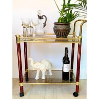 Vintage Barcart Gold Mahagoni Postmodern Servierwagen Beistelltisch Bar Trolley Top Zustand Ausgefallen Edel 1970Er Jahre von fineartsdeco