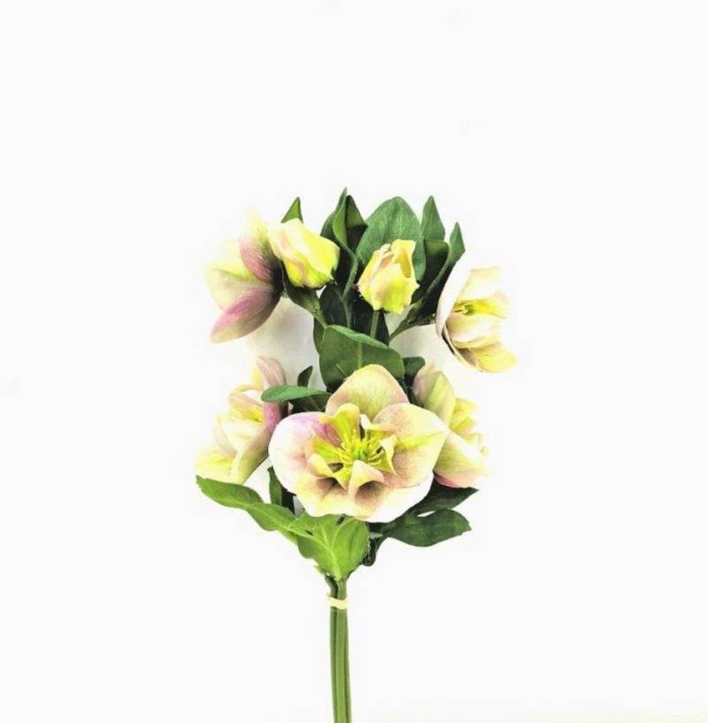 Kunstblume 2x Künstliche Christrosenbund x3 L35cm Christrose malve/grün, finehomegarden, Kunstblumen Künstliche Blumen Heleborus Kunstpflanzen Dekopflanze von finehomegarden