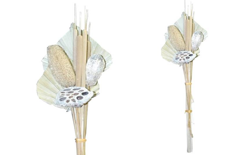 Trockenblume Grabstrauß BOHO Style Little Palm white wash 64cm Exoten Grabdeko, finehomegarden, Höhe 64 cm, Grabgestecke Alleheiligen Totensontag Trockenstrauß von finehomegarden