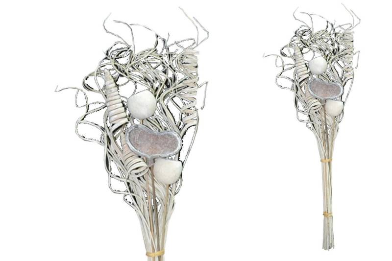 Trockenblume Grabstrauß BOHO Style Smart Curly white wash 66cm Exoten Grabdeko, finehomegarden, Höhe 66 cm, Grabgestecke Alleheiligen Totensontag Trockenstrauß von finehomegarden