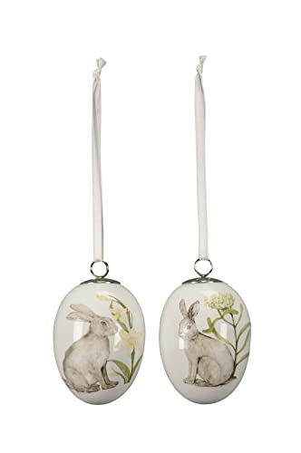 finehomegarden 4X Osterei Keramik H7,5cm 2fach Sortiert Osterschmuck Ei Hänger Dekoration Ostern Deko von finehomegarden