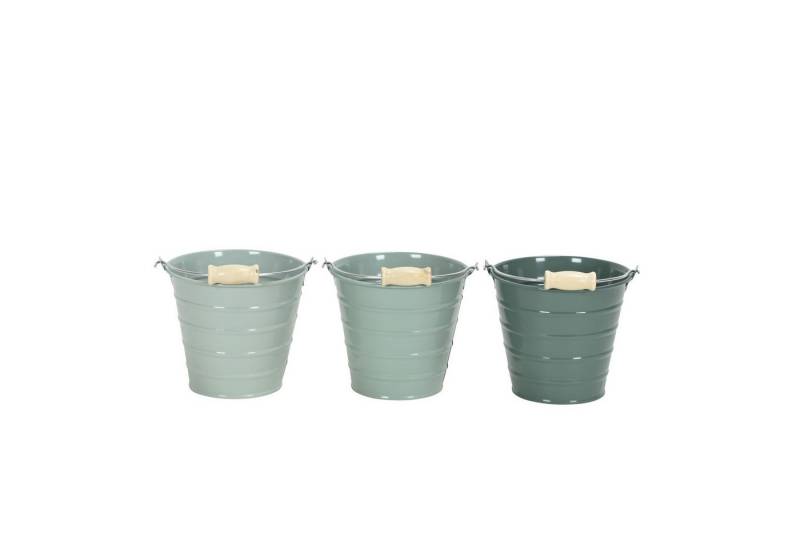 finehomegarden Blumentopf Eimer Metall mit Henkel 3farbig sort. Pflanztopf petrol/mint/grün (3 St), Topf Metalleimer Übertopf Pflanzgefäß 4Größen wählbar / Paket von finehomegarden