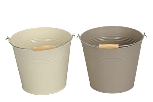 finehomegarden Blumentopf Metall Topf Creme 2Farbig sort. Deko Ø20cm H17cm Eimer Deko Übertopf von finehomegarden