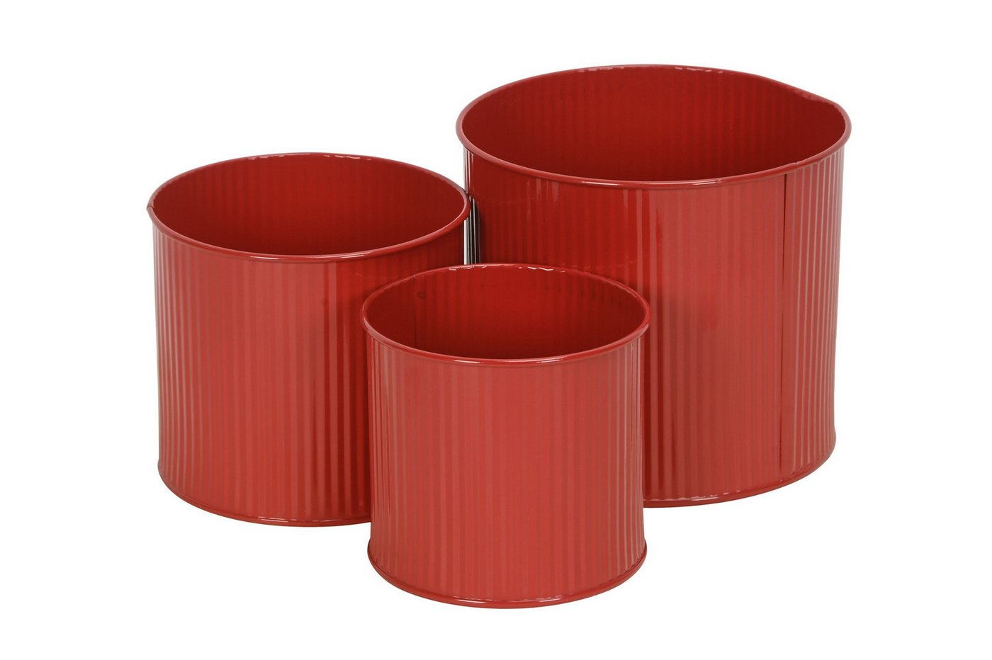 finehomegarden Blumentopf Metall Topf Übertopf Blumentopf 3er Set rot Ø11+13+16cm (Set, 1 St., 3er-Set), Pflanzgefäß Wohnbereich von finehomegarden