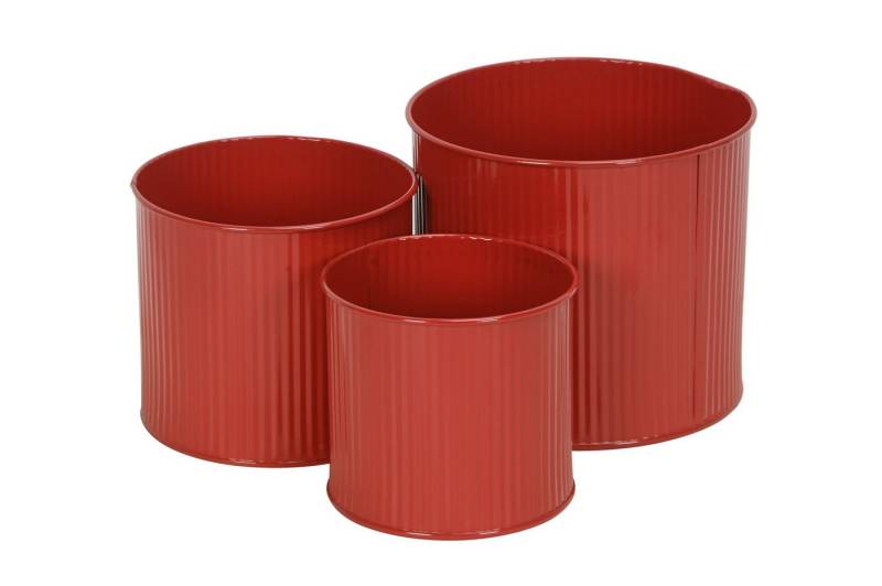 finehomegarden Blumentopf Metall Topf Übertopf Blumentopf 3er Set rot Ø11+13+16cm (Set, 1 St., 3er-Set), Pflanzgefäß Wohnbereich von finehomegarden