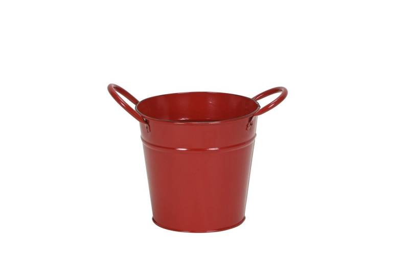 finehomegarden Blumentopf Metall Topf Übertopf Blumentopf Eimer mit Henkel rot Ø13+19cm (1 St), H12+18cm Pflanzgefäß 2Größen wählbar von finehomegarden