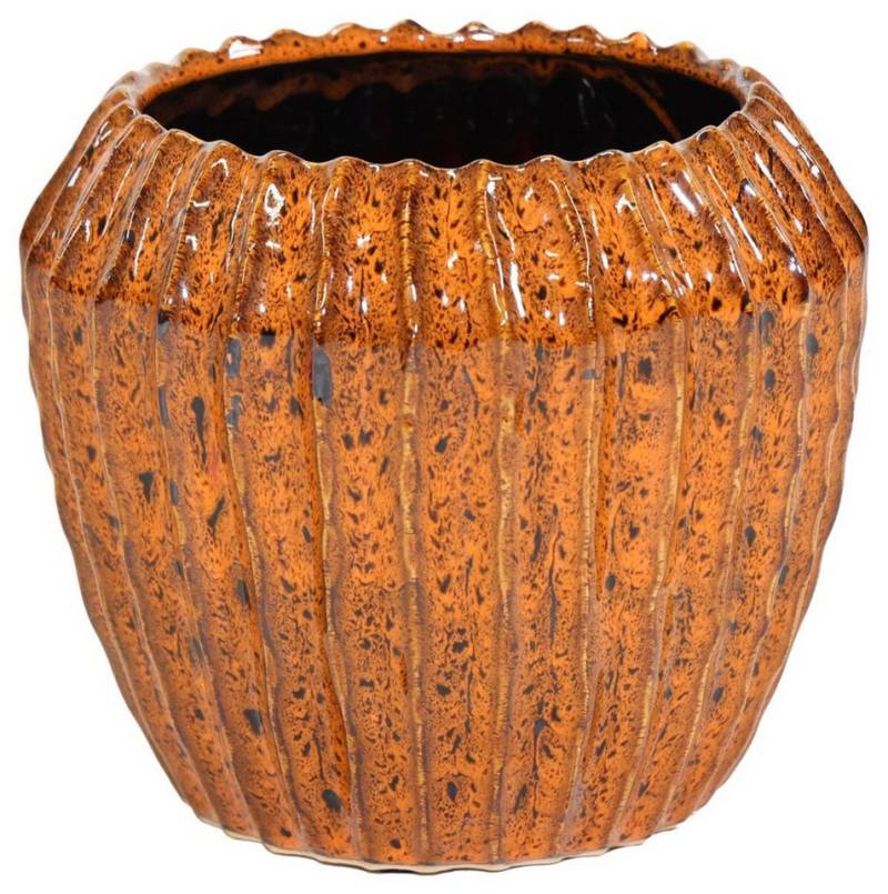 finehomegarden Blumentopf Topf Übertopf Keramik amber Ide Rib Ø16,5 H14cm + Ø18,5 H16cm (1 St., Stück), Pflanztopf Pflanzgefäß 2Größen wählbar von finehomegarden
