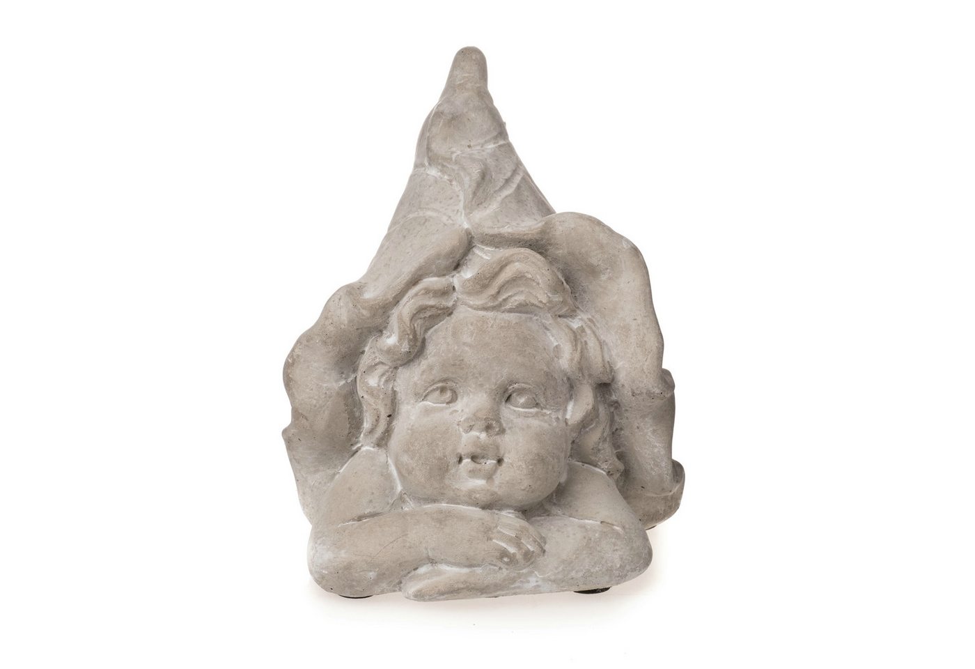 finehomegarden Dekofigur Fee Gartendeko Figuren Gartenfiguren Ø12x11cm H15cm Statue Elfen (1 St), Skulptur Zement grau gewischt / Paket von finehomegarden