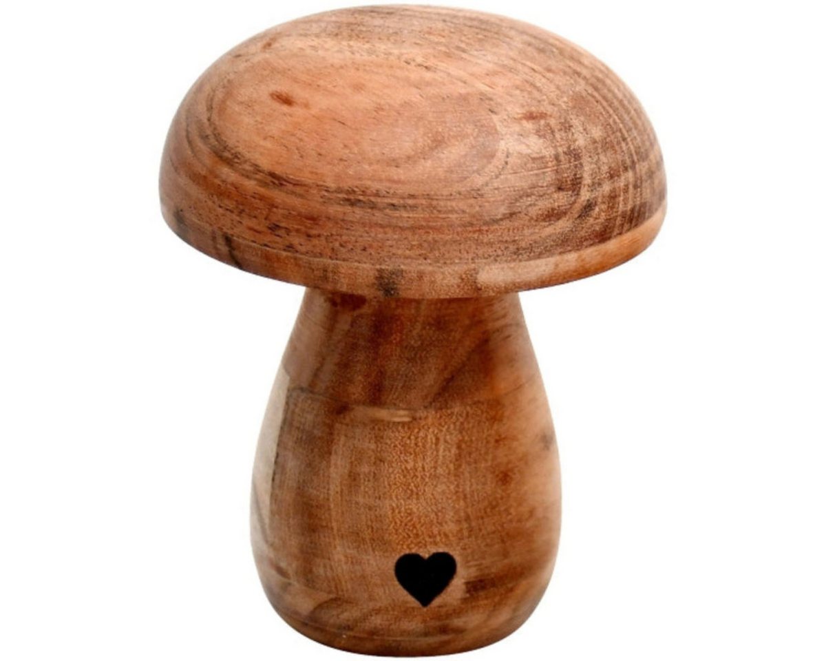 finehomegarden Dekofigur Pilz DOST Holz Garten Wald rot-natur Ø7,5+9cm H10+11cm Herbst (1 St), Herbstdeko Dekoration 2Größen wählbar von finehomegarden