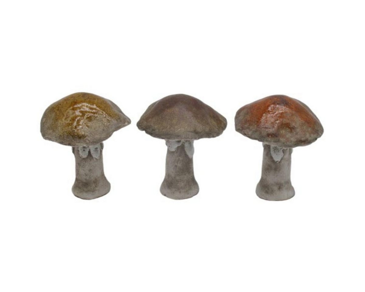 finehomegarden Dekofigur Pilz Marta Keramik Garten Wald rost/braun/ocker 3fach sort. (Set, 3 St., 3er Set), Ø6,7cm H7cm Herbst Herbstdeko Dekoration von finehomegarden